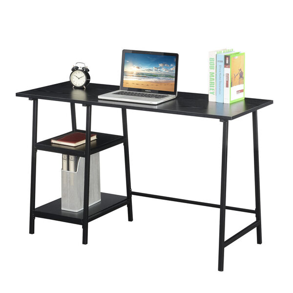 Convenience Concepts Design2Go Black Wood Metal Desk 303107BLBL | Bellacor