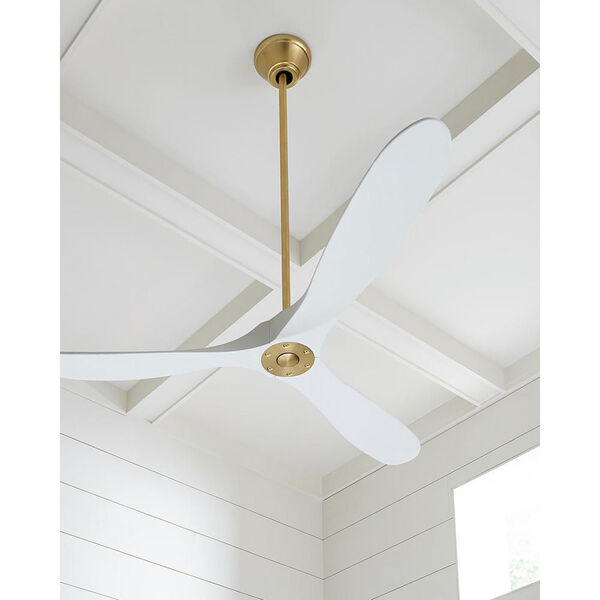 Visual Comfort Fan Collection Maverick Max Matte White with Burnished Brass  70-Inch Ceiling Fan 3MAVR70RZWBBS | Bellacor
