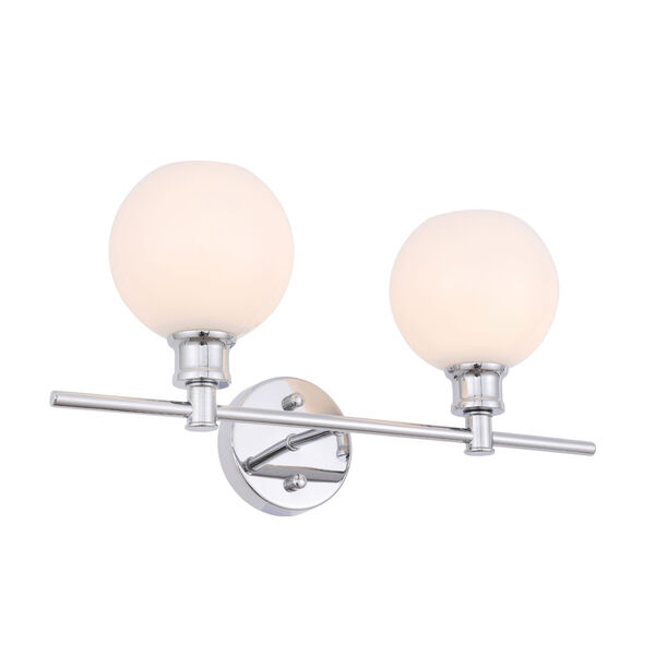 Elegant Lighting Collier Chrome Two-Light Bath Vanity with Frosted White  Glass LD2315C | Bellacor