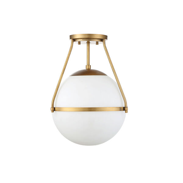 251 First Nicollet Natural Brass One-Light Semi Flush Mount with White Opal  Glass | Bellacor